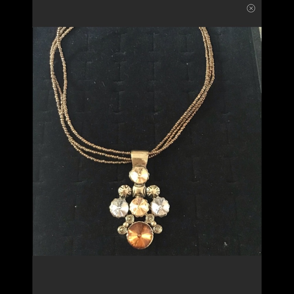 Necklace with stones earthtones beaded chain🌹made by hand by Artist craf